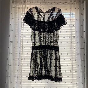 Vintage crochet dress. Black. Summer dress. Small